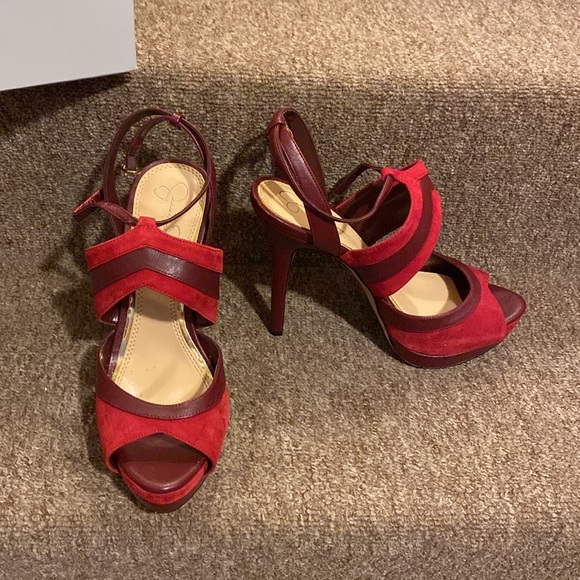 ♥️❤️♥️EUC Jessica Simpson Genuine Leather Red Platform Pumps - Picture 14 of 14